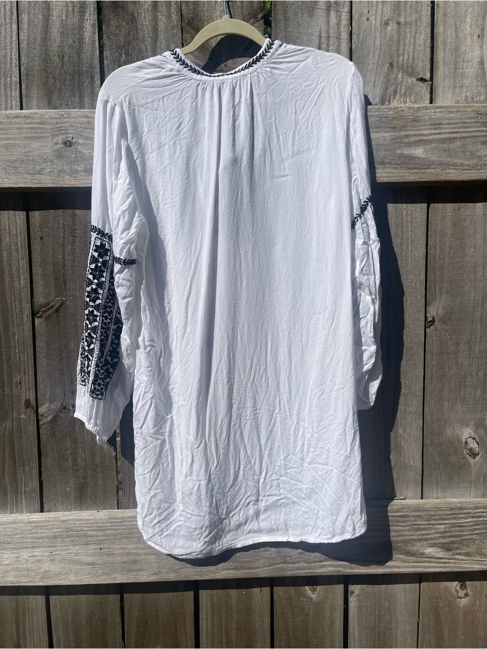 blue island White Tunic with Black Embroidered Trim Size M - Picture 11 of 14